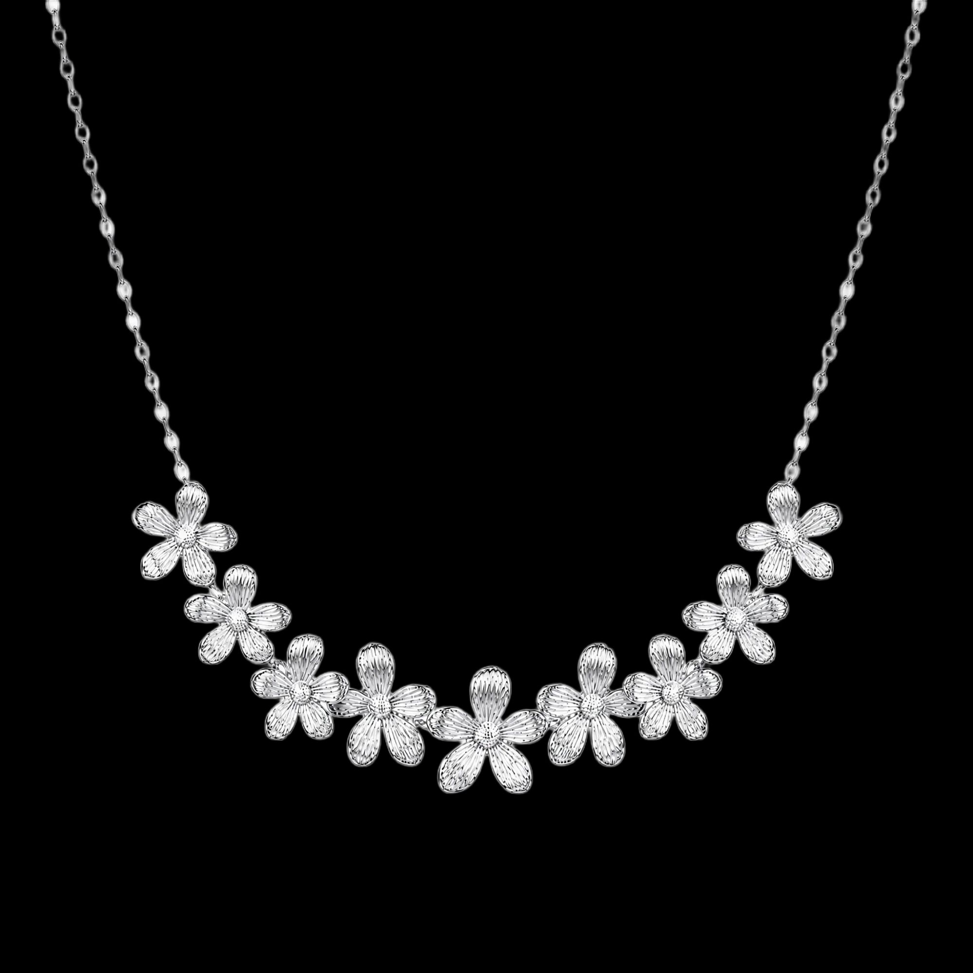 Floral Necklace with Gold-Tone Flower Motif Design