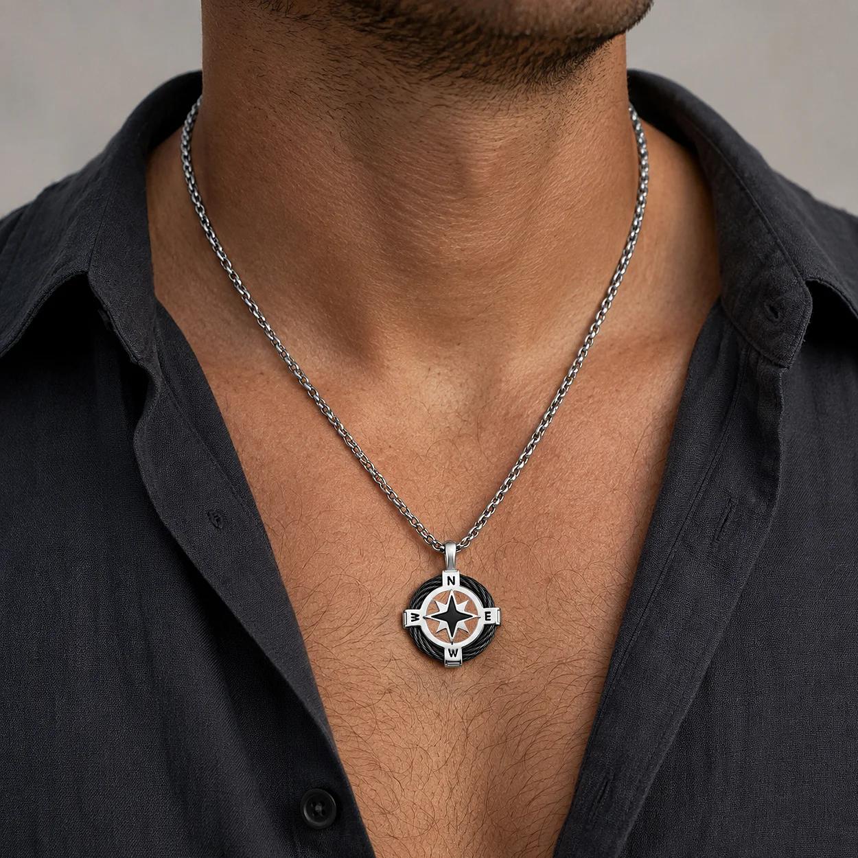 Men Necklaces with Compass Pendant for Everyday Wear and Gifting
