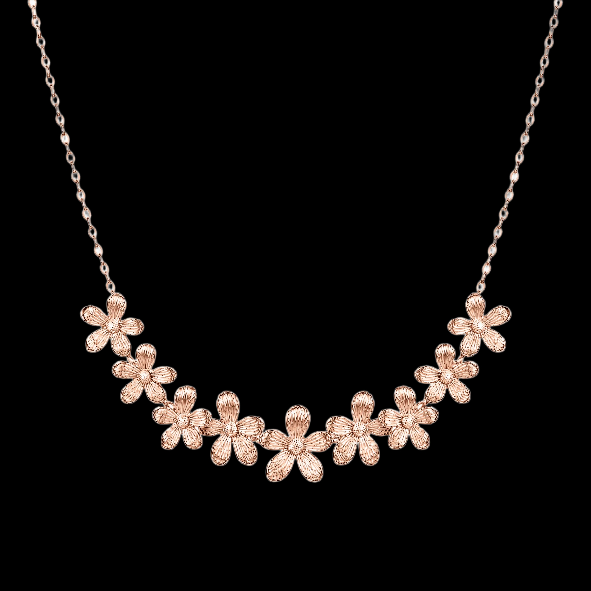 Floral Necklace with Gold-Tone Flower Motif Design